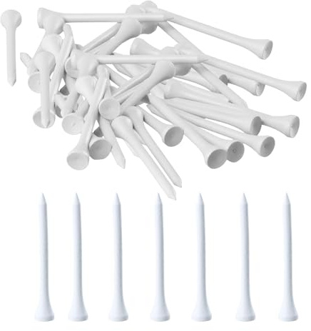 PTJJXA Tee da Golf in Legno, 100 Pezzi Tee da Golf Bianco, 70 mm Golf Tee Pollice Lungo, Tee Golf Eco-Compatibile (Bianco)