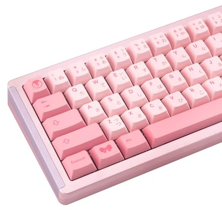 TIMSEKER 143 Keys Keycap Anime Pink Japanese, PBT Cherry Profile Keycap Cute, Dye Sublimation Custom Keyboard Caps for ANSI Layout Mechanical Gaming Keyboard