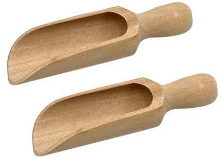 JIHUOO Lot de 2 grandes cuillères à sel en bois de 140 mm pour le bain, la farine, la cuisine, les grains de café, les épices, les grains de café, les épices