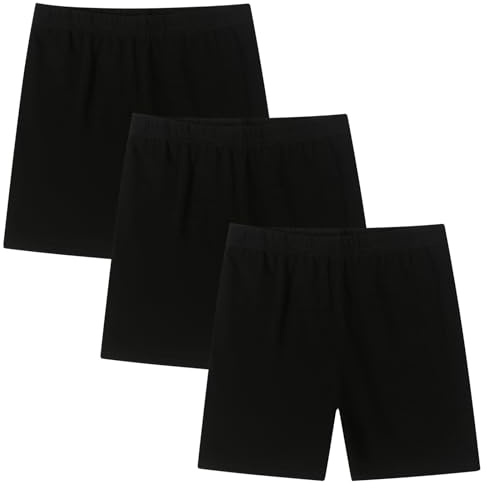 Moitiy Children's Cycling Shorts Kruze Trousers Girls Sports Shorts Sports Shorts Girls Cotton Summer Trousers 5-14 Years 3 Pairs, black, 9-10 Years