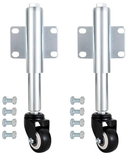 DASBET Spring Loaded Gate Wheels 2 Inch Heavy Duty Swivel Caster 110lbs Capacity Retractable Casters for Yard Fence, Garden Wooden Gate (4 Holes) (2)