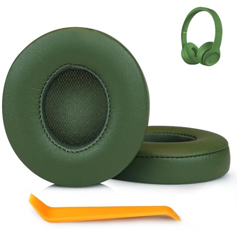 SINOWO Earpads Replacement for Beats Solo 2 & Solo 3 Wireless On-Ear Headphones,Solo2 Solo3 Ear Pads Cushions with Noise Isolation Memory Foam,Soft Protein Leather(Green)