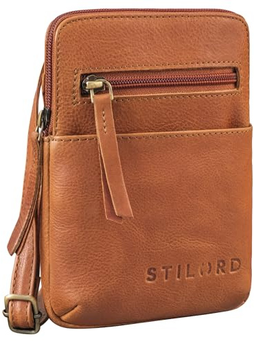 STILORD Indie Brustbeutel Damen Herren Leder klein - Vintage Festival Tasche - Echtleder Brusttasche - Kleine Handytasche Aus Echt Leder Farbe:Texas - braun