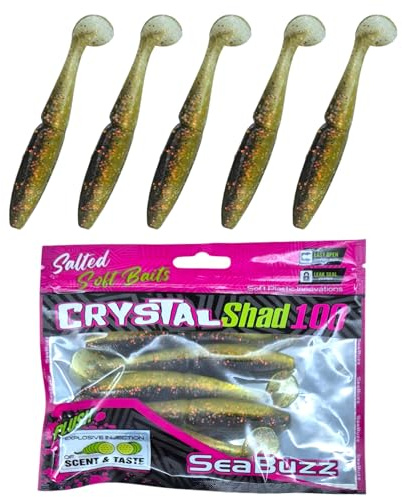 SEABUZZ Gummifische Angelköder Set 5 STK x 100mm - Gummiköder für Hecht | Wels & Zander - Forelle & Barsch Kunstköder - Raubfisch Angelnset - Süß- und Salzwasser Angelausrüstung