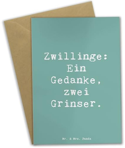 Mr. & Mrs. Panda Grußkarte Spruch Zwillingsgeschwister Grinser - Geschenk, persönliche Erinnerungen, Glückwunschkarte, handgemacht, Zwillinge,