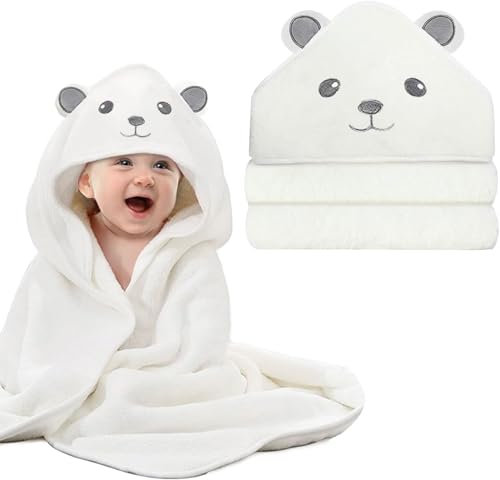 Shengruili Baby Handtuch Kapuze, 80x80 cm, Super Saugfähig, Kleinkinder Badetuch, Badetuch mit Kapuze, Kuscheliges Babyhandtuch, Tierkapuze, Terrycloth, 1 Stück