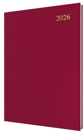 Collins - Essential - 2026 12 Month Calendar Year Planner, Day-To-Page Diary, A4 Hard Cover - Maroon (ESSA41.78-26)