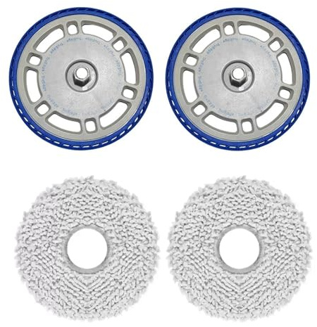 Curlingooㅤㅤ Balai à franges avec support de rechange, plaques d'essuyage compatibles avec ECOVACS T30S Combo/Pro Robot Aspirateur Pièces de Rechange Pièces de Rechange (Support de balai 2 pièces et 2