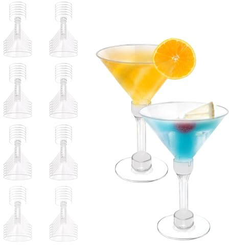 Yuedefly Lot de 50 verres à martini en plastique multi-usage avec tige réglable - 150 ml - Réutilisables - Pour fête, mariage, anniversaire, Noël, anniversaire de mariage