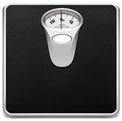 HADECOLL Bilancia da Bagno Meccanica, Bilancia Professionale con Quadrante Analogico, Facile da Leggere, Robusta Piattaforma in Metallo, per Casa/Sala Yoga/Palestra, Nera
