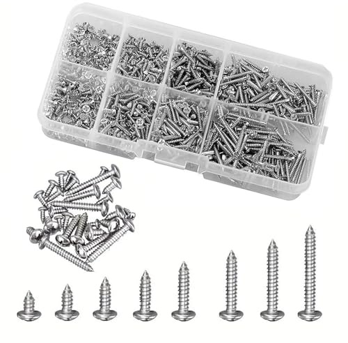 yufana Schrauben Set, 800 StüCk StüCk Holzschrauben Set, Edelstahl-Senkkopf-4-Selbstbohrschrauben, Holzschrauben, M2 Schrauben Sortiment, MöBelschrauben, Schrauben füR Holz und Diy-Projekt