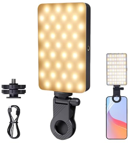 Clip de luz para teléfono, 60 luces LED recargables para teléfono, adaptador de alto brillo para laptop, creadores nocturnos, fotografía, al aire libre, transmisión en vivo, monitor de viaje