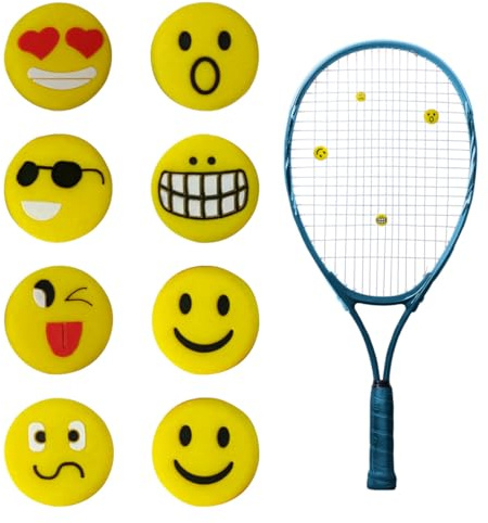 LACHT 8 Pièces Anti Vibration Raquette Tennis, Amortisseur De Raquette De Tennis En Silicone, Amortisseurs De Tennis Amusants, Smiley En Forme De Pour Les Sports De Tennis En Plein Air.