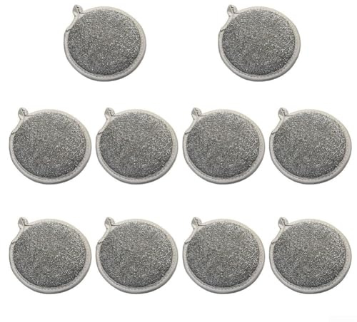 Paquete de 10 paños de cocina de alambre con doble capa para un lavado eficaz de platos y limpieza de cocina, y trapos de alambre compactos para ollas, sartenes y encimeras