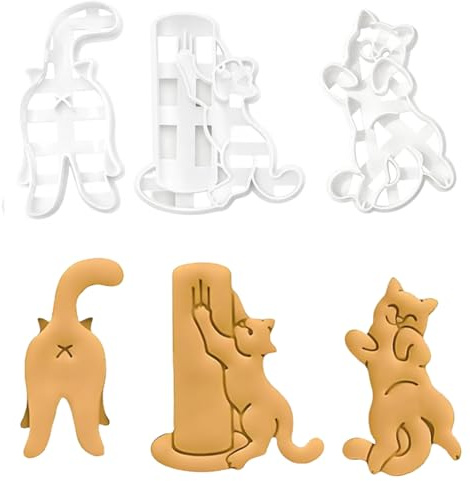 ikBrtaiay 3 moldes para galletas, diseño de gato, gato, gato, galletas, plástico, para decoración de fiestas de cumpleaños