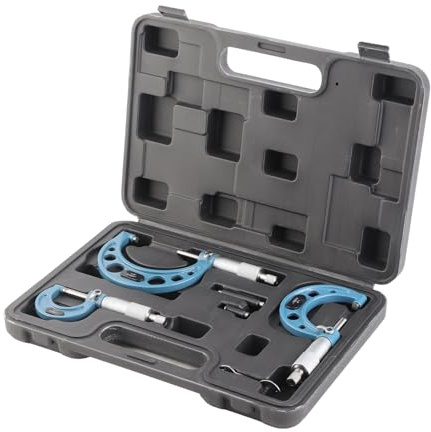 aqxreight Kit d'étrier de Micromètre Extérieur Outil de Mesure en Acier à Roulement 0-3 Pouces 0 0001 Pouces Précision avec des Micromètres Robustes et Dotés de Micromètres ExtérieursOutil de