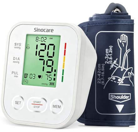 Sinocare Tensiomètre de bras automatique Écran LCD géant，Blanc