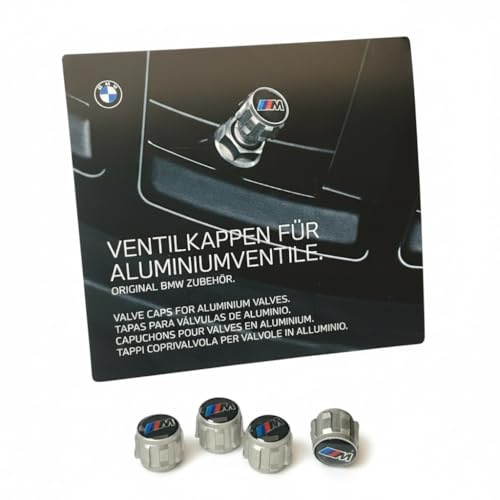BMW Original Juego de Tapones de Válvula con Logotipo M Performance, Acabado en Cromo, Set de 4 Piezas