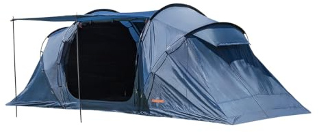 Campout 6-Personen Vis-à-Vis Kuppelzelt – 2 Schlafkabinen – 5000 mm Wassersäule – Wohnbereich – Aufbauzeit 15 Min – inkl. Vordachstangen, Heringen & Tragetasche