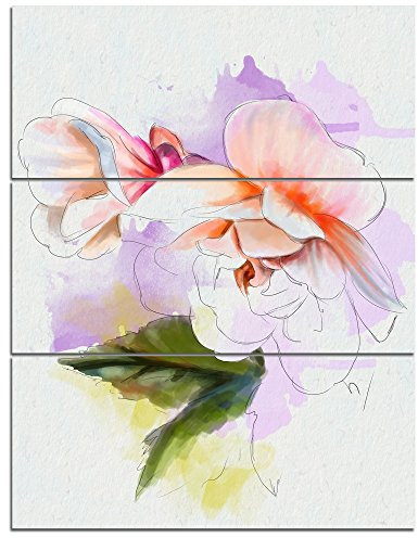 Design Art PT13512-28-36-3P Wandbild auf Leinwand, Motiv: Begonie, Blumenmuster, 71,1 x 91,4 x 2,5 cm, Weiß