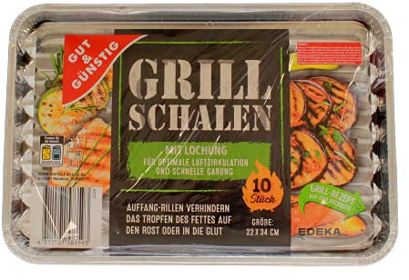 Edeka Grillschalen Aluminium Eckig 10 Stück 22 x 34 cm