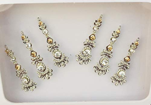 BB117 Argent Bindi Cristal Perle Pierre Bindi Tattoo autocollant de mariage Forehead Tikka Indian Fancy Party arabe face Gem Body Art