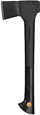 Fiskars Universalaxt, Solid, Mit Klingen- und Transportschutz, Antihaftbeschichtet, Hochwertige Stahl-Klinge/Glasfaserverstärkter Kunststoff-Stiel, Schwarz, A10, Länge: 49 cm, 1 kg, 1051085