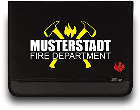 Roter Hahn 112 Personalisierbare Feuerwehr Schreibmappe SM-M00035 Organizer Konferenzmappe Gelb-Weiss