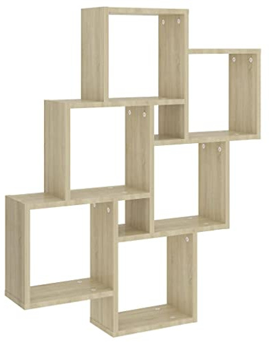 vidaXL Würfelregal Wandregal Hängeregal Cube Lounge CD Regal Dekoregal Bücherregal Schweberegal Wandboard Regalwürfel Sonoma-Eiche 78x15x93cm Holzwerkstoff