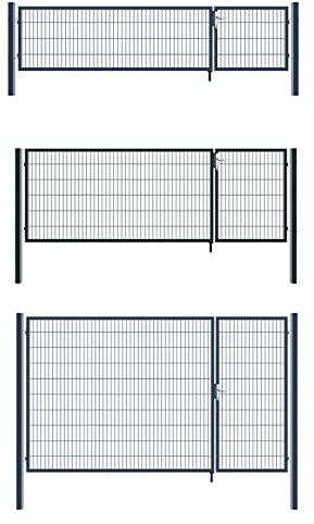 Aileenstore Gartentor Zauntor Einfahrtstor Stabmattenzaun Doppelflügel Anthrazit Grau 3,5 m Breite, Größe:1600 x 3500 mm