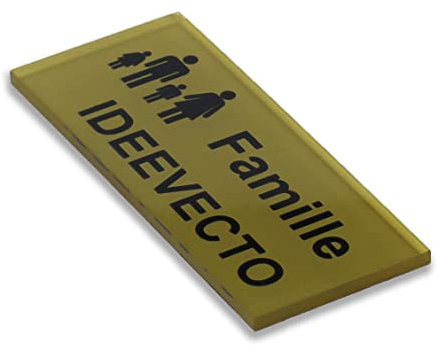 Plaque boite aux lettres Plexiglass OR personnalisable Adhésive - Format FAMILIAL - dimension 80x35mm - épaisseur 3mm - 5 coloris - Résistant intempéries - Fabrication Atelier France