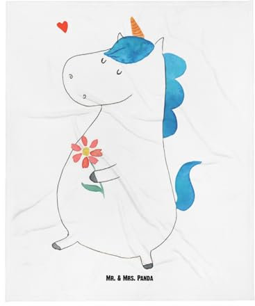 Mr. & Mrs. Panda Wohndecke Einhorn Spaziergang - Geschenk, Fleecedecke, Wolldecke, Blumen, Unicorn, Motivation, Mutter, Einhörner, Dekoration, Decke