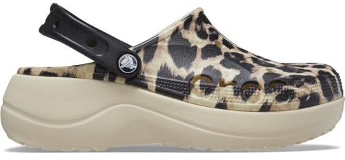 Crocs Baya - Zuecos de Plataforma con Estampado Animal y Leopardo, Talla, Leopardo, 41-42 EU