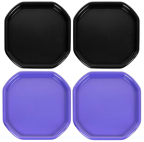 Set of 4-2 x Purple + Black Small -Octagonal Mixing Tray High Grade Plastic for Cement Mortar, Sand Plastering Anti-Slip Fun Play Tuff Tray for Home Art & Craft Activity Tray Messy Tray 70x70cm