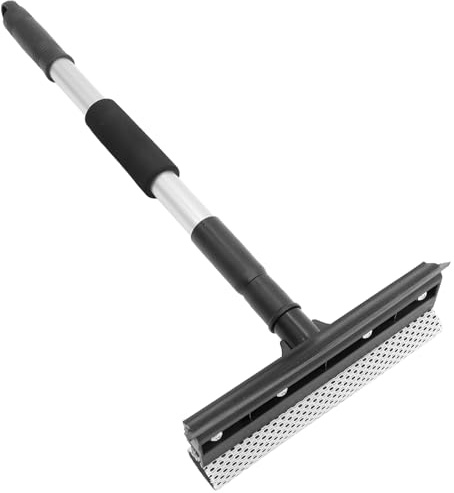 VALICLUD Raclette de Pare-Brise de Voiture en Acier Inoxydable Manche Télescopique et Double Face, Adaptée pour Vitre et Miroir, Usage Solide et Nettoyage