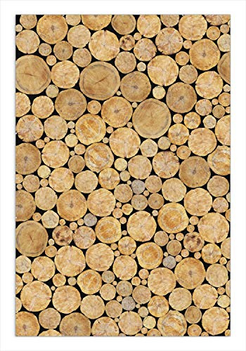 Wallario Wandbild - Holzstapel rund in Premiumqualität, Poster mit rahmenlosen Bildhalter, Größe: 61 x 91,5 cm