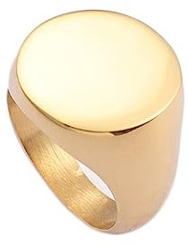 Bihsilin Herren Ringe Edelstahl, Gold Ring Personalisiert Breit 18MM Siegelring Trauringe Hochzeit Ringe Männer Nickelfrei Gr.54 (17.2)
