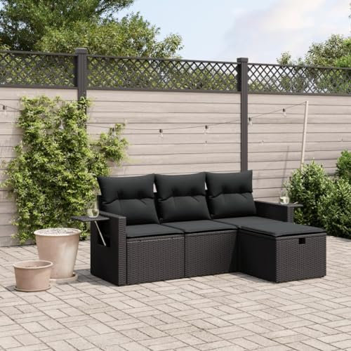 Festnight Balkon Lounge Rattan Gartenlounge Klein Sofa Balkon Ecklounge Rattansofa Sitzecke Balkon Klein Gartensofa Ecksofa Garten Lounge Sofa Outdoor Balkonmöbel Couch Gartenmöbel