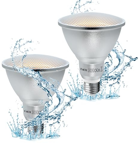 EACLL IP65 PAR30 E27 LED varmvit 15 W ersätter 120 W halogenglödlampa, 2-pack 1 600 lm 2 700 K lampa, AC 230 V flimmerfria energisparlampor, ljusvinkel 60° spot-lampor, inte dimbar Ø 95 x L 132 mm