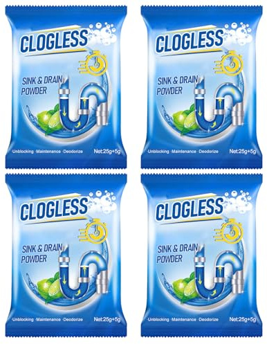 Pipeline Sauber Pulver,Rohrleitung Reinigung Pulver,Küchen Rohr Sauber Pulver,Rohrbagger Deodorant,Waschbecken Abflussreiniger,Schnellschäumender Rohrreiniger,Pipeline Cleaning Tool,30G,4Pcs