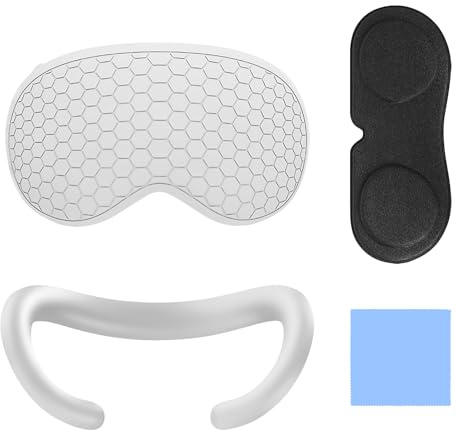 Geekria VR Accessory Kit Compatible with Apple Vision Pro, Protective Shell, Silicone Face Pad Cover, Dustproof Lens Protector, Comfortable Replacement Parts Set