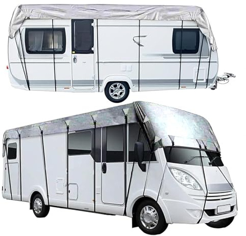 LFLIFENG Telo per Camper Tessuto Oxford 210D Telo per Camper A Prova di Vento, Pioggia E Neve Copertura Camper Telo per Camper,Grey-8.5m×3m
