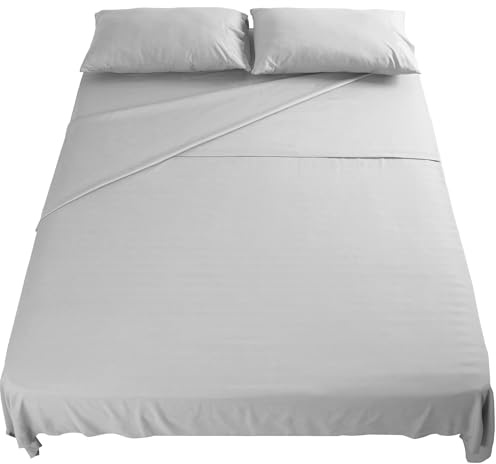 Set Lenzuola Letto Una Piazza e Mezza 120x200 cm 4pz Set Completo Lenzuolo Letto Piatto, Coprimaterasso con Angoli e Federe 50x80 in Morbida Microfibra Spazzolata Anti-Acaro Lavabile in Lavatrice