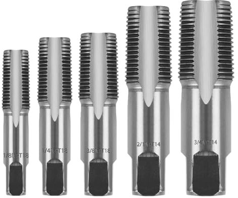 JOERBABU Gewindeform-Gewindebohrer, 1/8 Zoll, 1/4 Zoll, 3/8 Zoll, 1/2 Zoll und 3/4 Zoll Rohrgewindebohrer, Werkzeug für beschädigte