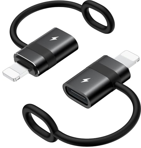 MoKo USB C auf Lightning Adapter mit 36W PD Schnellladung, USB-C Buchse auf Lightning Stecker Adapter für iPhone 14/13/12/11/iPad/iPod/AirPods, mit Anti-Lost Loop, Nicht für Audio/OTG, Schwarz | USB-C Buchse auf Lightning Stecker Adapter für iPhone 14/13/12/11/iPad/iPod/AirPods, mit Anti-lost Loop, nicht für Audio/OTG