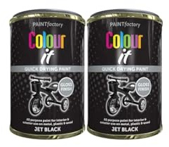 SDMAX Jet Black Gloss Paint Tin, Durable And Long Long-Lasting Protection, Non-Cracking, Quick Drying, Easy To Use, Interior And Exterior Use On Metal, Plastic, Wood, 300ml (2PCS)