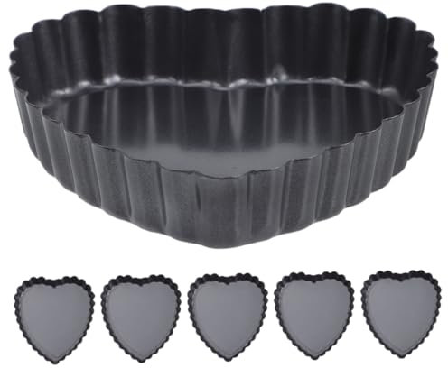 Ciieeo 6pcs Heart Molds for Baking Mini Tart Pans Removable Bottom Non Stick Cookie Cake Pan for Valentine's Day