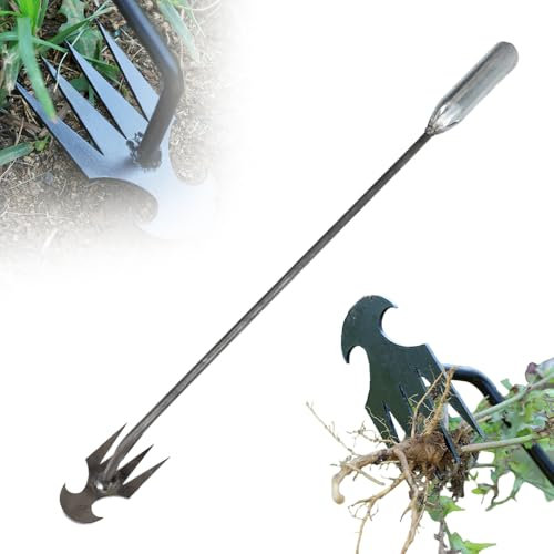 Zappe da Giardino per diserbo, Sarchiatore Manuale con Manico, Earchiatore per Erbacce Professionale, Attrezzi per Diserbo, Estirpatore Erbacce orto, Estirpatore Erbacce Manuale (Argento 50CM)