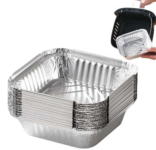 Pentole in alluminio, friggitrice ad aria quadrata in alluminio tappetino per friggitrice ad aria da 9 pollici Fodera per friggitrice ad aria per forno domestico, contenitori per alimenti, 20 pezzi