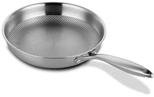CCYENG Sartén de Acero Inoxidable de Cinco Capas con Textura de Puntos, Antiadherente, sin Revestimiento, Compatible con cocinas de inducción (A 28CM) (A 30CM) (A 30CM)